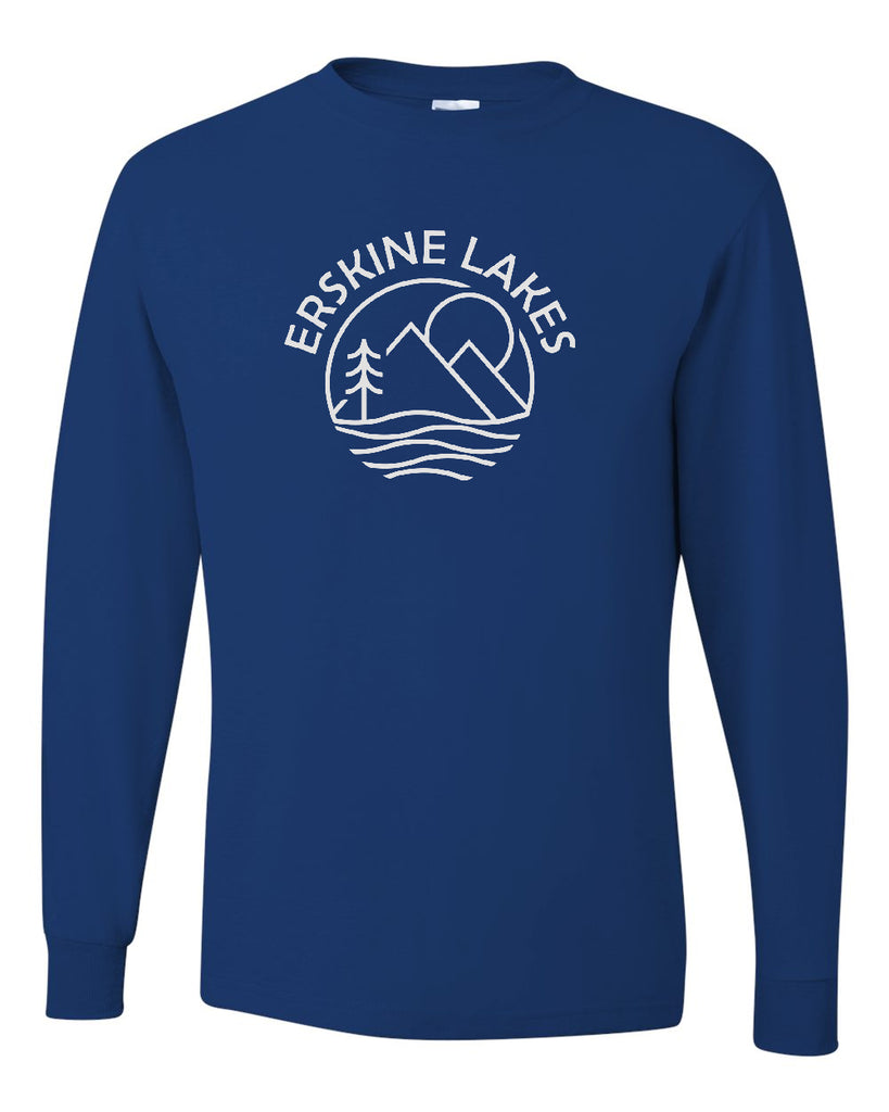 Erskine Lakes JERZEES - Dri-Power® Long Sleeve 50/50 T-Shirt - 29LSR w/ Erskine Lakes Design on Front.