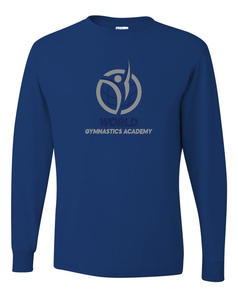 World Gymnastics JERZEES - Dri-Power® Long Sleeve 50/50 T-Shirt - 29LSR w/ 2 Color Design on Front