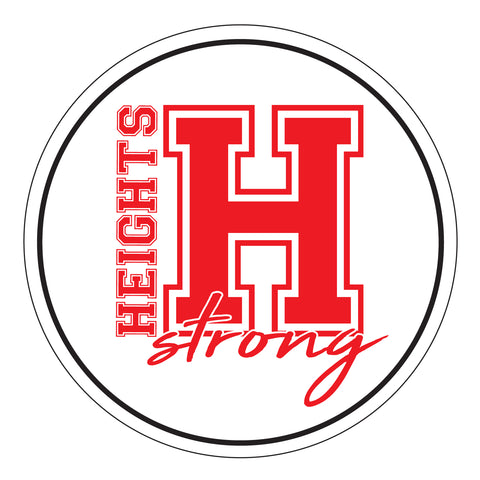 Heights Sport Gray Short Sleeve Tee w/ Heights Pride Design in Red on Front.