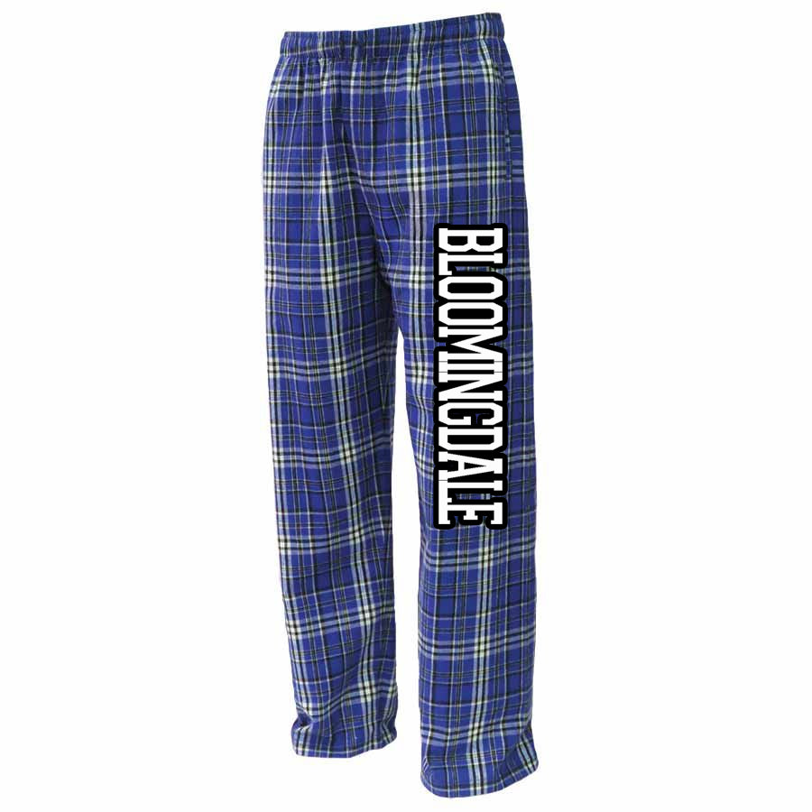 Bloomingdale PTA PS Flannel Pants - Royal Blue w/ 2 Color BLOOMINGDALE down Leg.