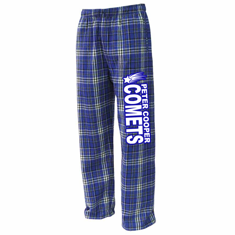 Peter Cooper PS Flannel Pants - Royal Blue w/ Logo down Leg.