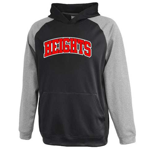 Heights Sport Gray Short Sleeve Tee w/ Heights Pride Design in Red on Front.
