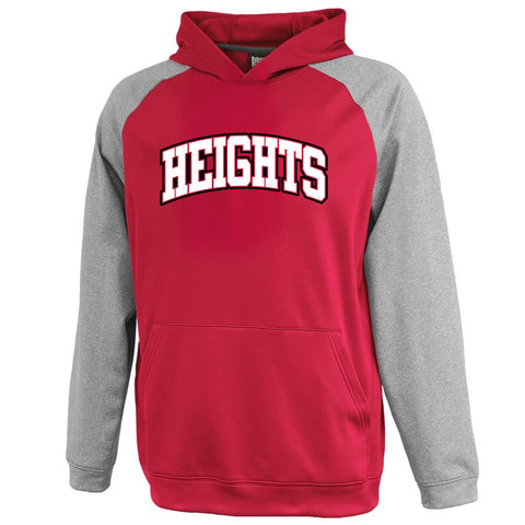 Heights Sport Gray Short Sleeve Tee w/ Heights Pride Design in Red on Front.