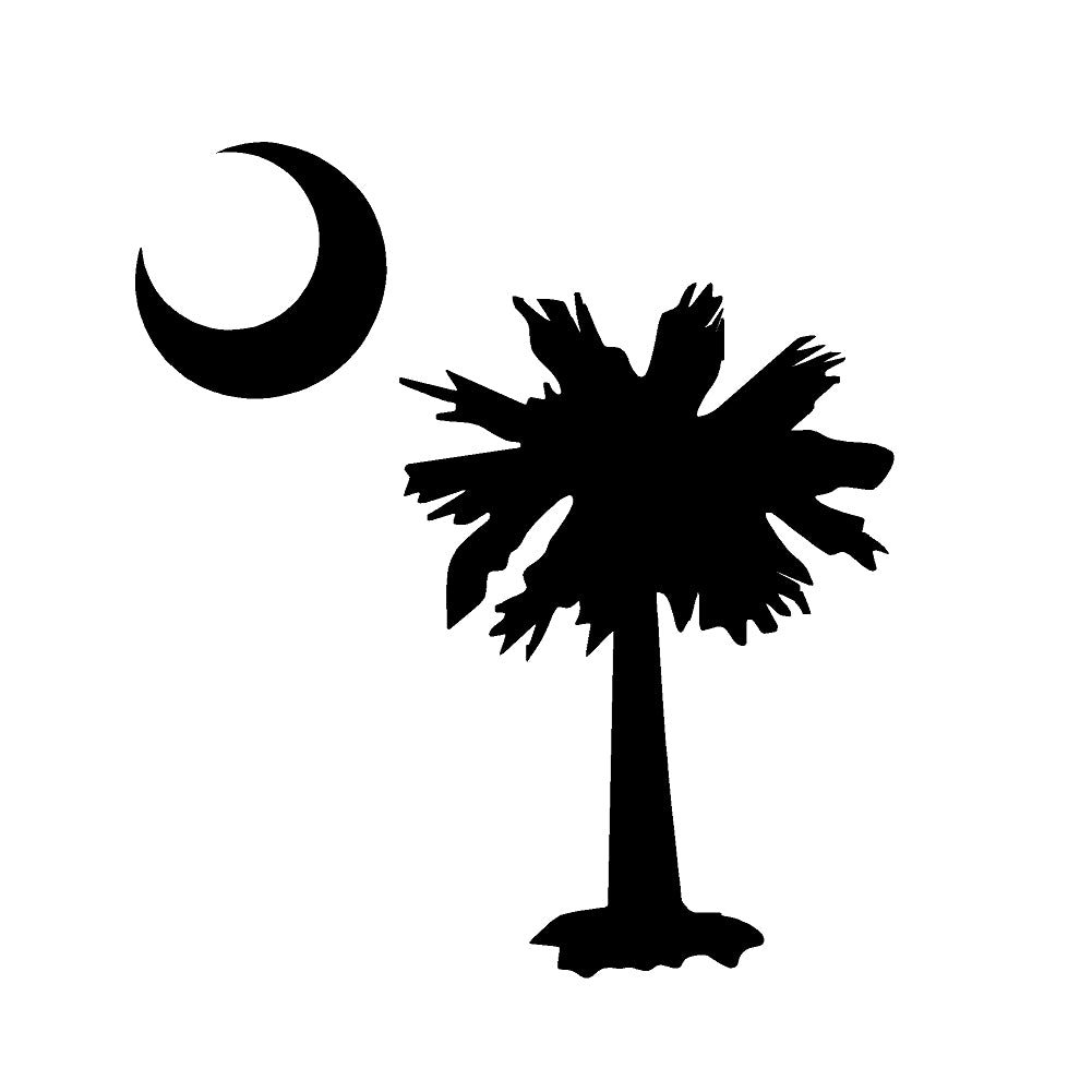 Palmetto Tree Moon SC Flag V1 Single Color Transfer Type Decal