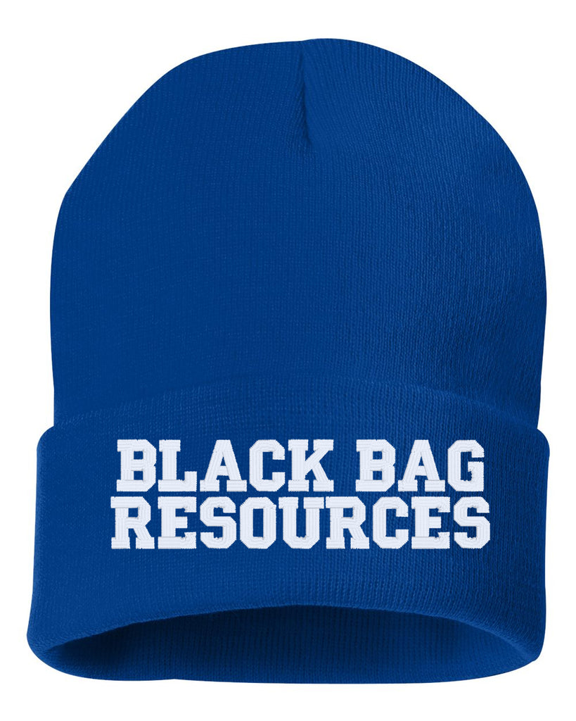 black bag resources embroidered cuffed beanie hat