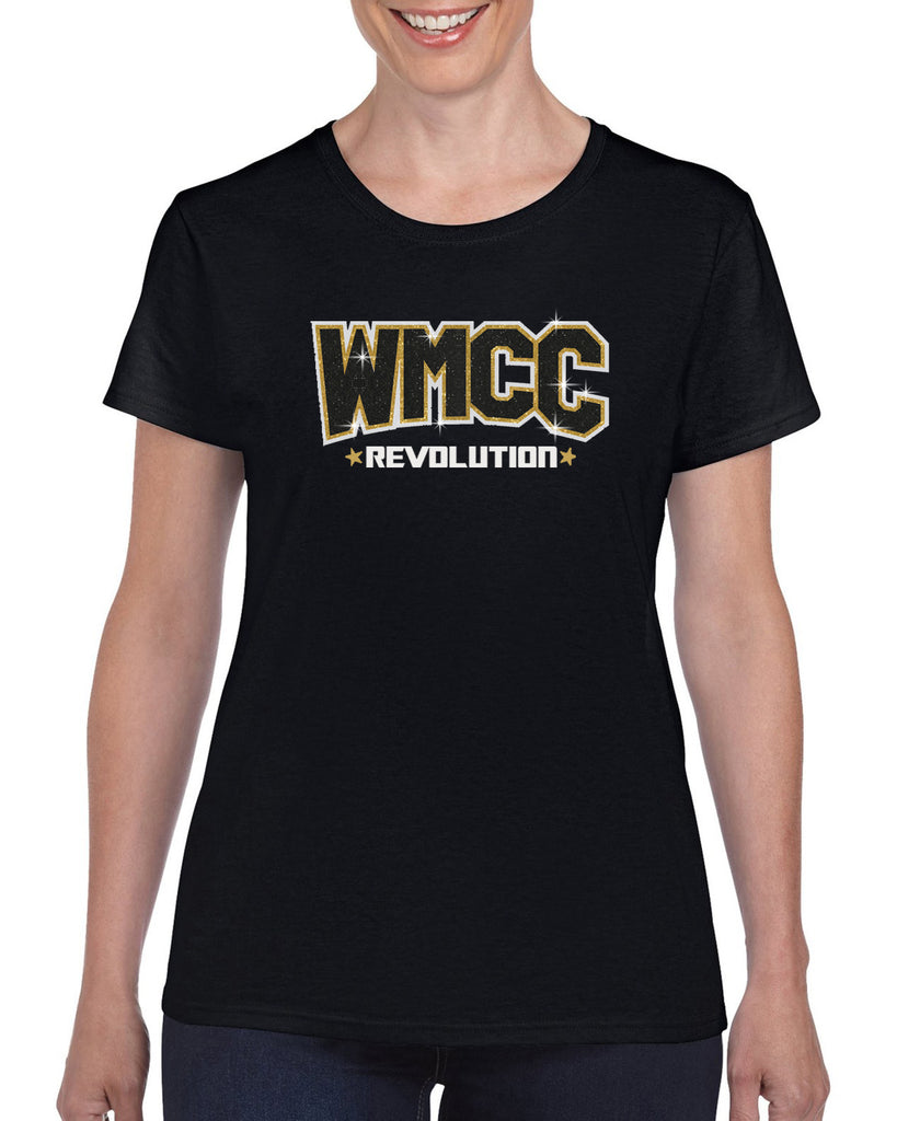 WMCC Team Tee - Black Short Sleeve Tee w/ WMCC Logo in 3 Color GLITTER on Front.
