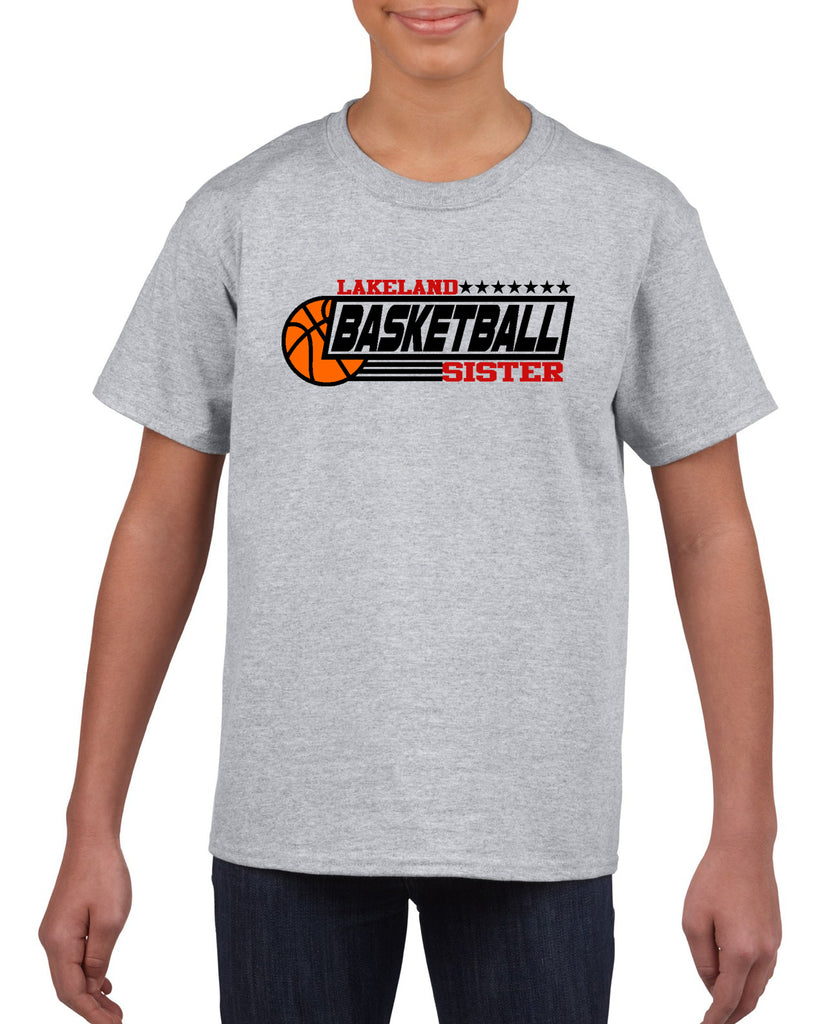 Lakeland Basketball SISTER Sport Gray Heavy Blend Shirt w/ V1 Lakeland Basketball SISTER on Front.