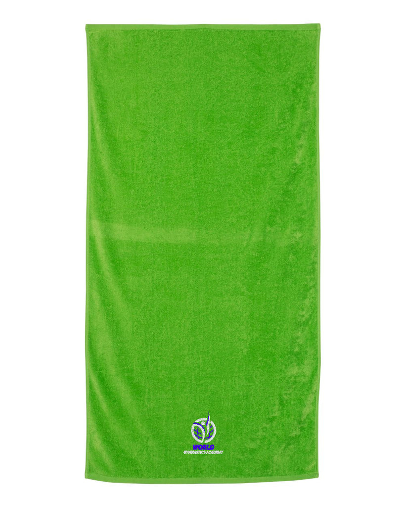 World Gymnastics Velour Beach Towel - QV3060 w/ World Gymnastics Logo Embroidered on Front Edge