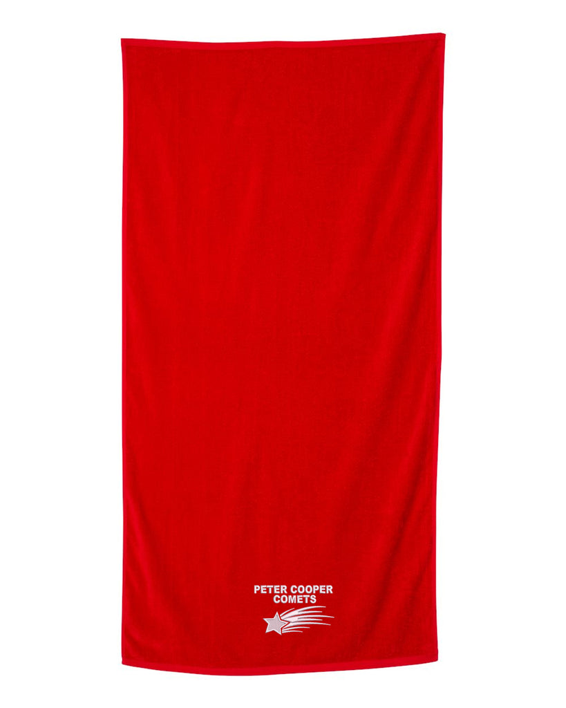 Peter Cooper Comets Velour Beach Towel - QV3060 w/ Logo 1 on Front