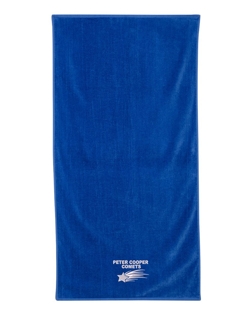 Peter Cooper Comets Velour Beach Towel - QV3060 w/ Logo 1 on Front