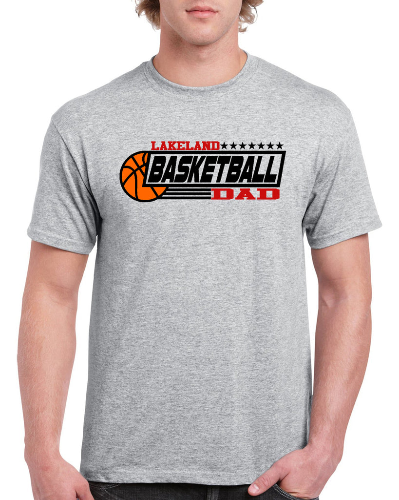 Lakeland Basketball DAD Sport Gray Heavy Blend Shirt w/ V1 Lakeland Basketball DAD on Front.
