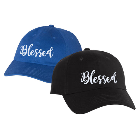 Blessed Script Embroidered Cuffed Beanie Hat