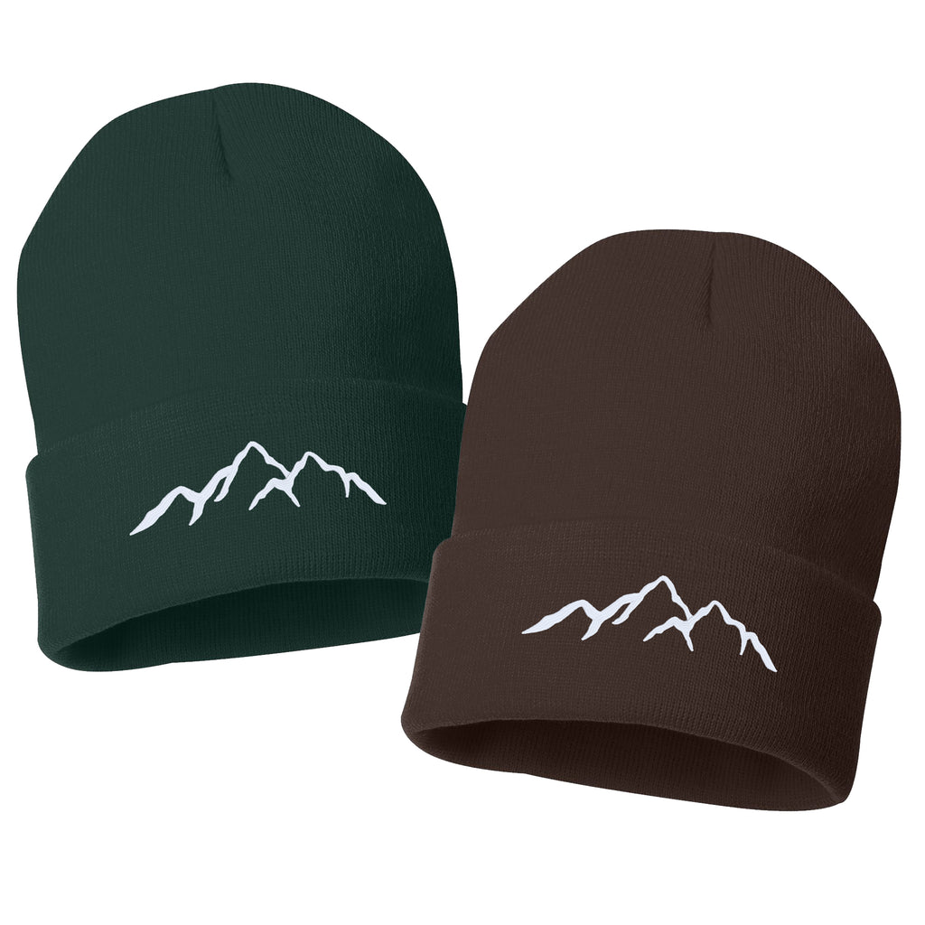 MOUNTAINS Embroidered Cuffed Beanie Hat