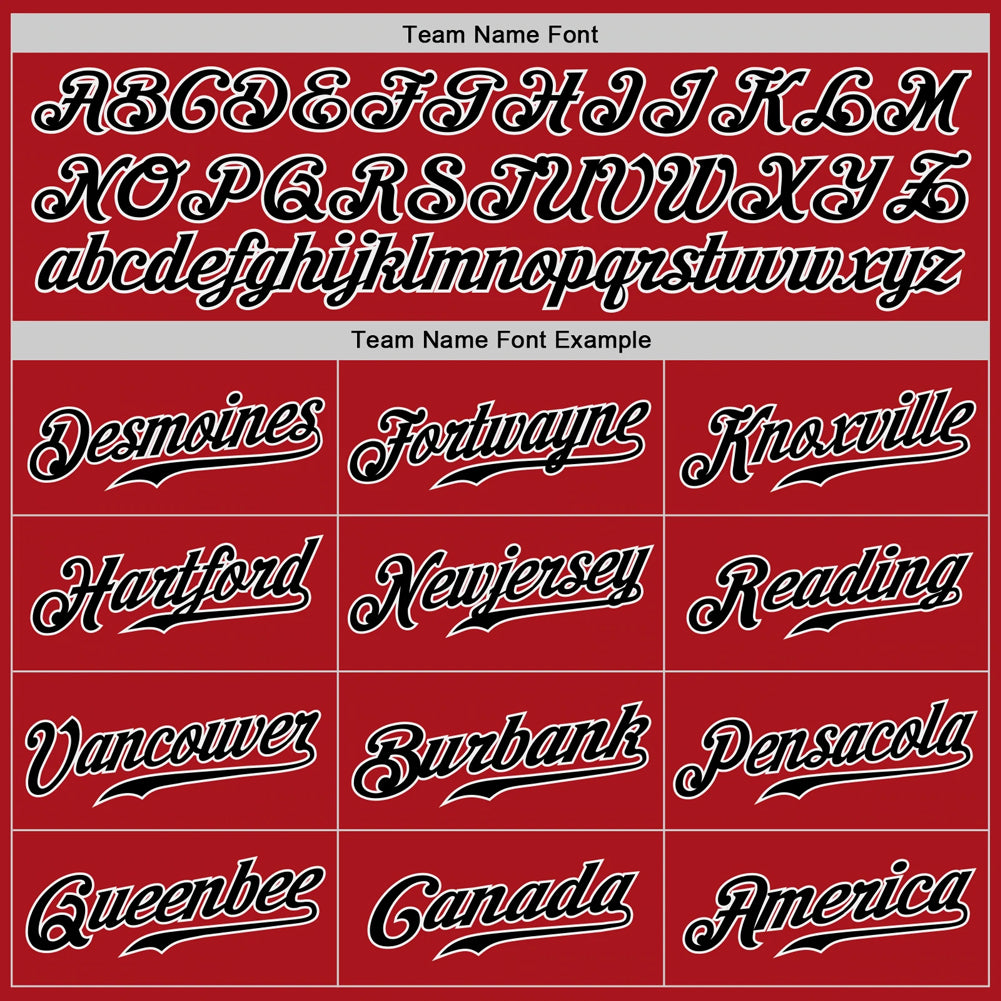 flfa custom red black-white authentic baseball jersey w/ teamname: cutters