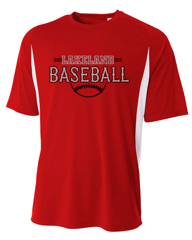 Lakeland Baseball Heather Gray & Red - Eco Revive™ Three-Season Triblend Fleece Hooded Sweatshirt - 6865 w/ LL1107 Design on Front