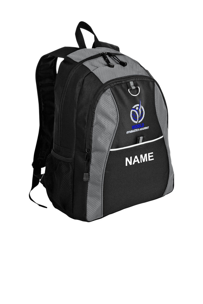 World Gymnastics Port Authority® Contrast Honeycomb Backpack w/ 2 Color Logo Design Embroidered on Front