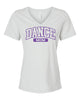 Precision Dance BC - Women’s Relaxed Jersey V-Neck Tee - 6405 w/ Purple DANCE MOM Design on Front.