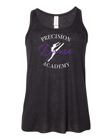 Precision Dance NL Women's Ideal Racerback Tank - 1533 w/ White & Purple Design on Front.