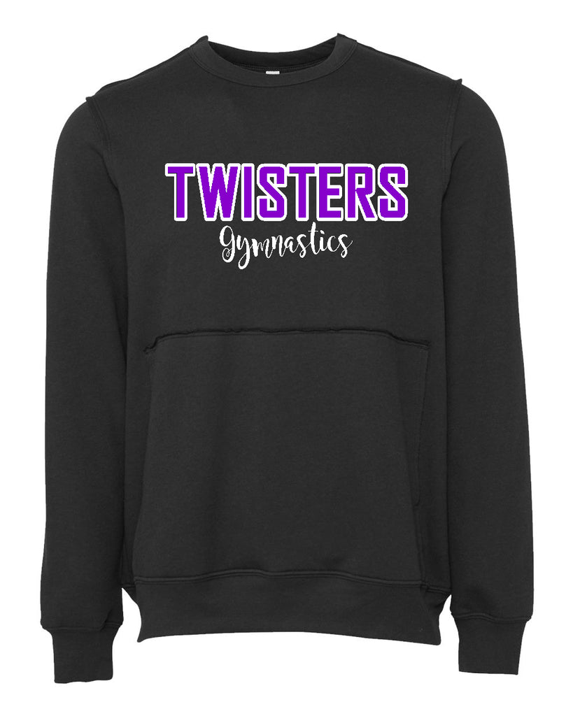 Twisters Dark Gray FWD Fashion Raw Seam Crewneck Sweatshirt - 3743 w/ Applique EMBROIDERED Design on Front
