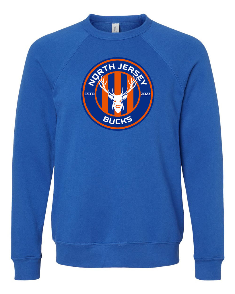 NJ Bucks Sponge Fleece Raglan Crewneck Sweatshirt - 3901 w/ NJB Circle Logo on Front