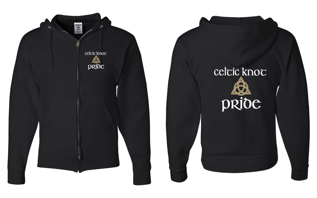 Celtic Knot - Black - JERZEES - NuBlend® Full-Zip Hooded Sweatshirt - 993MR w/ Celtic Pride Design on Left Chest & Back