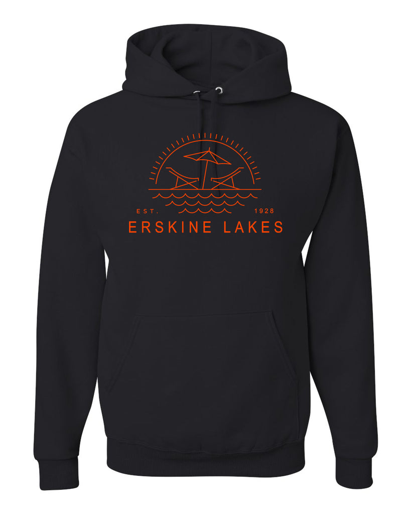 Erskine Lakes JERZEES - NuBlend® Hooded Sweatshirt - 996MR w/ EL24 Design on Front.