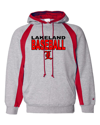 Lakeland Wrestling Raglan Hooded Sweatshirt w/ Lakeland Wrestling logo on Front.