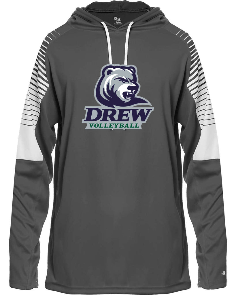 Drew Volleyball Badger - Lineup Hooded Long Sleeve T-Shirt - 4211 w/ 4 Color V2 Design on Front.