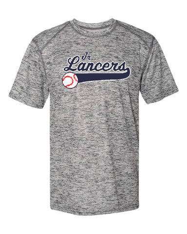 Jr. Lancers Baseball Cyclone Pinwheel Tie-Dyed Long Sleeve T-Shirt - 240CY w/ JRL Logo on Front.