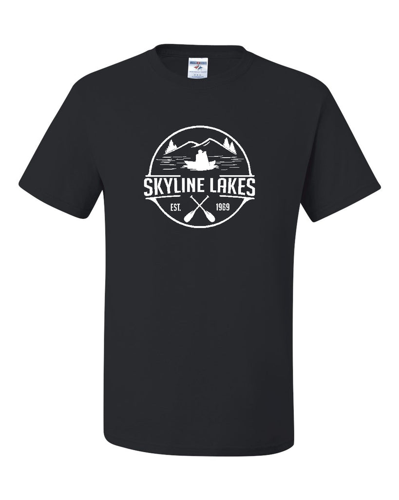 Skyline Lakes JERZEES - Dri-Power® 50/50 T-Shirt - 29MR w/ Canoe Design on Front.