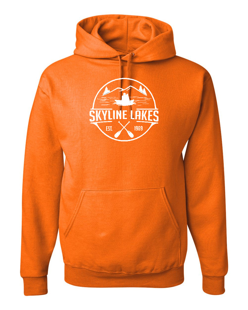 Skyline Lakes JERZEES - NuBlend® Hooded Sweatshirt - 996MR w/ Canoe Design on Front.