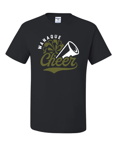 Wanaque Cheer JERZEES - Dri-Power® 50/50 T-Shirt - 29MR w/ Chevron Cheer Design on Front.