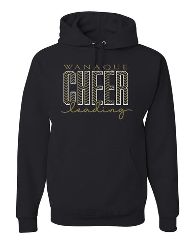 WANAQUE CHEER  Black Coast to Coast Drawstring Backpack - 2562 w/ Gold GLITTER Megaphone Design on Front.