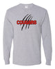 Hazleton Area Cougars - Sport Gray JERZEES - Dri-Power® Long Sleeve 50/50 T-Shirt - 29LSR w/ Cougars Slash V1 Design on Front.