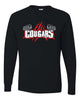 Hazleton Area Cougars - Black JERZEES - Dri-Power® Long Sleeve 50/50 T-Shirt - 29LSR w/ Cougars Slash V2 Design on Front.