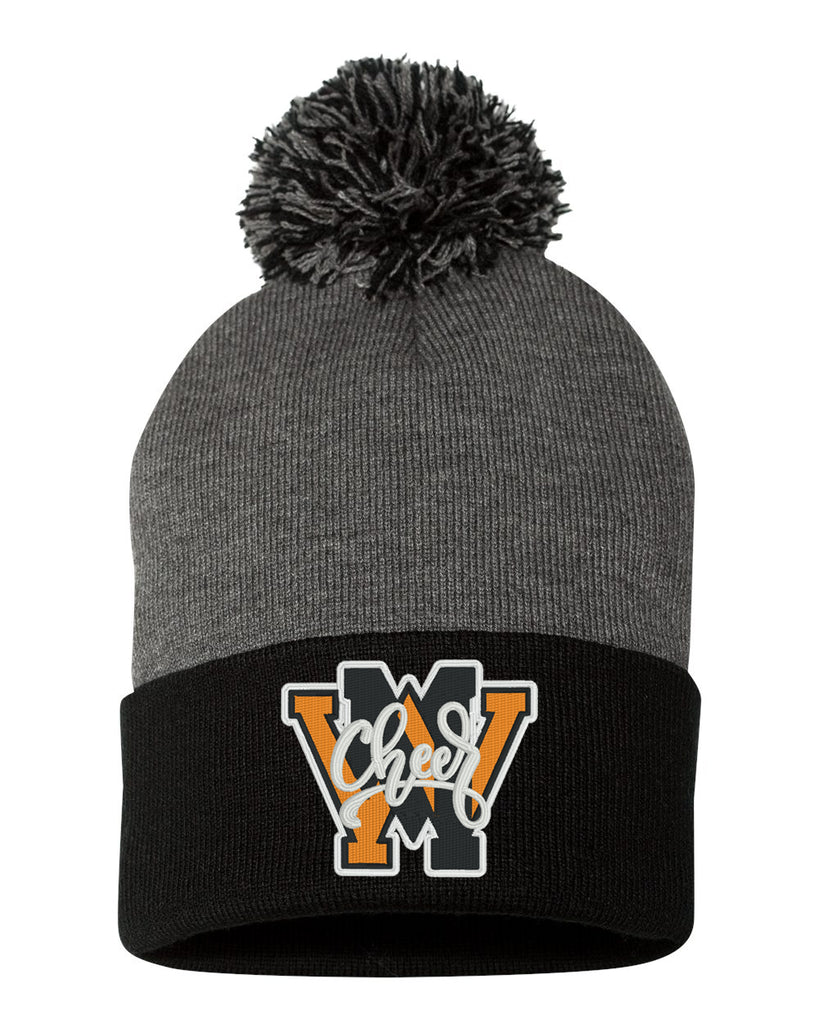 West Milford Cheerleading - Sportsman - 12" Cuffed POM Beanie - SP15 w/ WM Cheer Design Embroidered on Front.