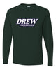 Drew Volleyball JERZEES - Dri-Power® Long Sleeve 50/50 T-Shirt - 29LSR w/ White & Navy V1 Design on Front.