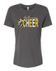 Jefferson Cheer Asphalt Jersey Tee - 3001 w/ Pom Falcons Cheer Design on Front.