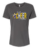 Jefferson Cheer Asphalt Women’s Relaxed Jersey Tee - 6400 w/ Pom Falcons Cheer MOM Design on Front.