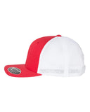 Lakeland Marching Band Red & White Flexfit - 110® Mesh-Back Cap - 110M w/ LanceNote Design on Front Cuff.