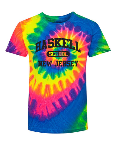 Haskell School Dyenomite - RAINBOW BOLD Multi-Color Tie Dye Tee - 20BMS w/ HSNJ Design on Front