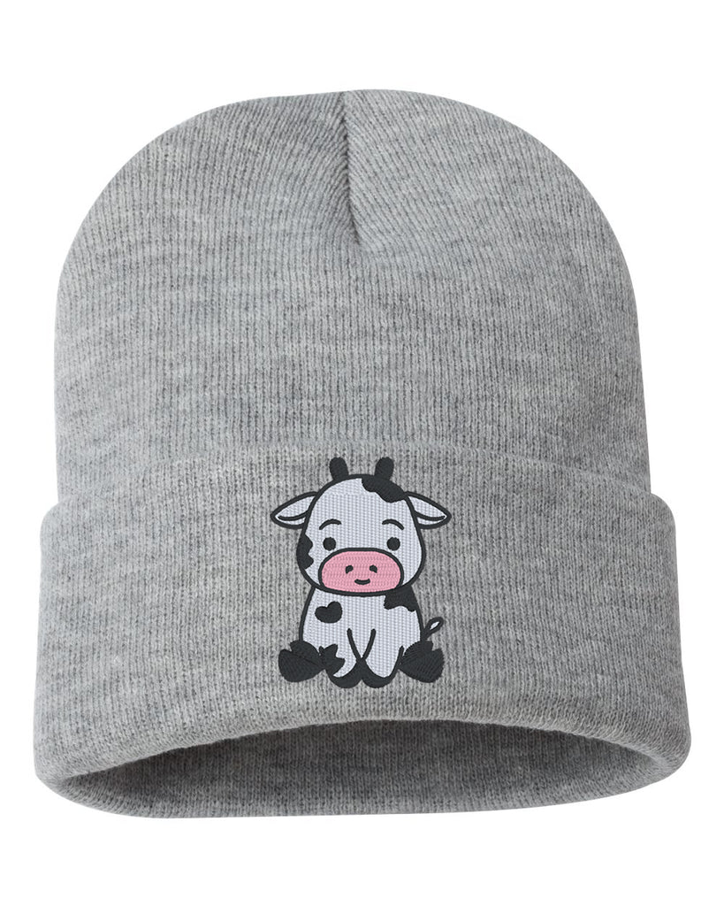 CUTE COW V1 Embroidered Cuffed Beanie Hat