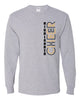 West Milford Cheerleading - Sport Gray Long Sleeve Tee w/ Highlander Cheer Vert Design on Front.