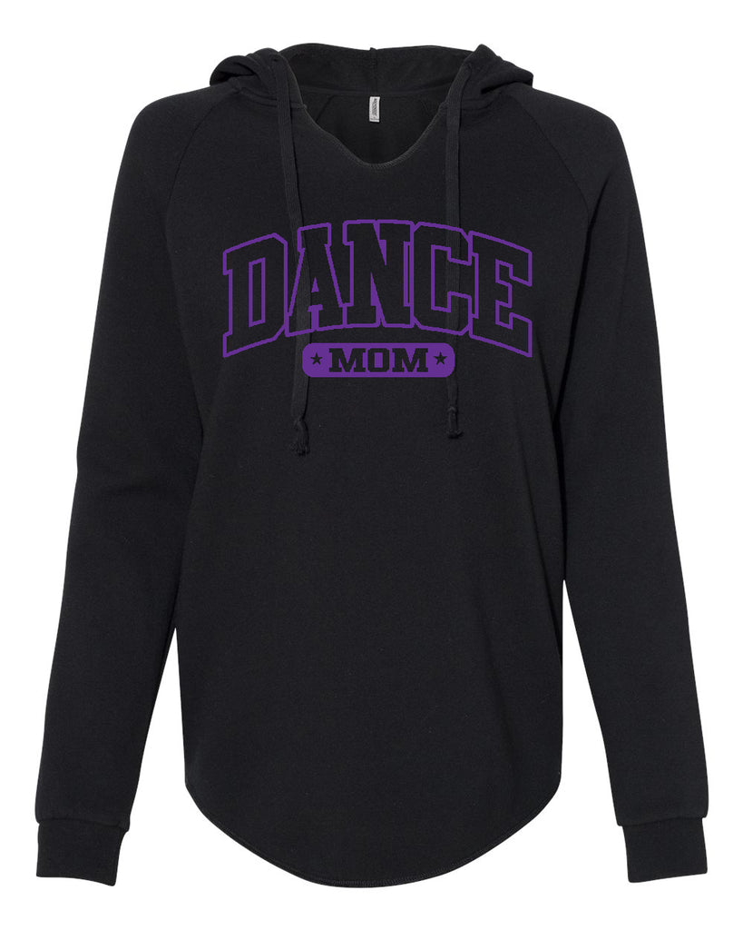 Precision Dance ITC - Women’s Lightweight California Wave Wash Hooded Sweatshirt - PRM2500 w/ Purple DANCE MOM Design on Front.