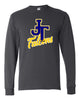 Jefferson Cheer Charcoal JERZEES - Dri-Power® Long Sleeve 50/50 T-Shirt - 29LSR w/ JT Falcons Design on Front.