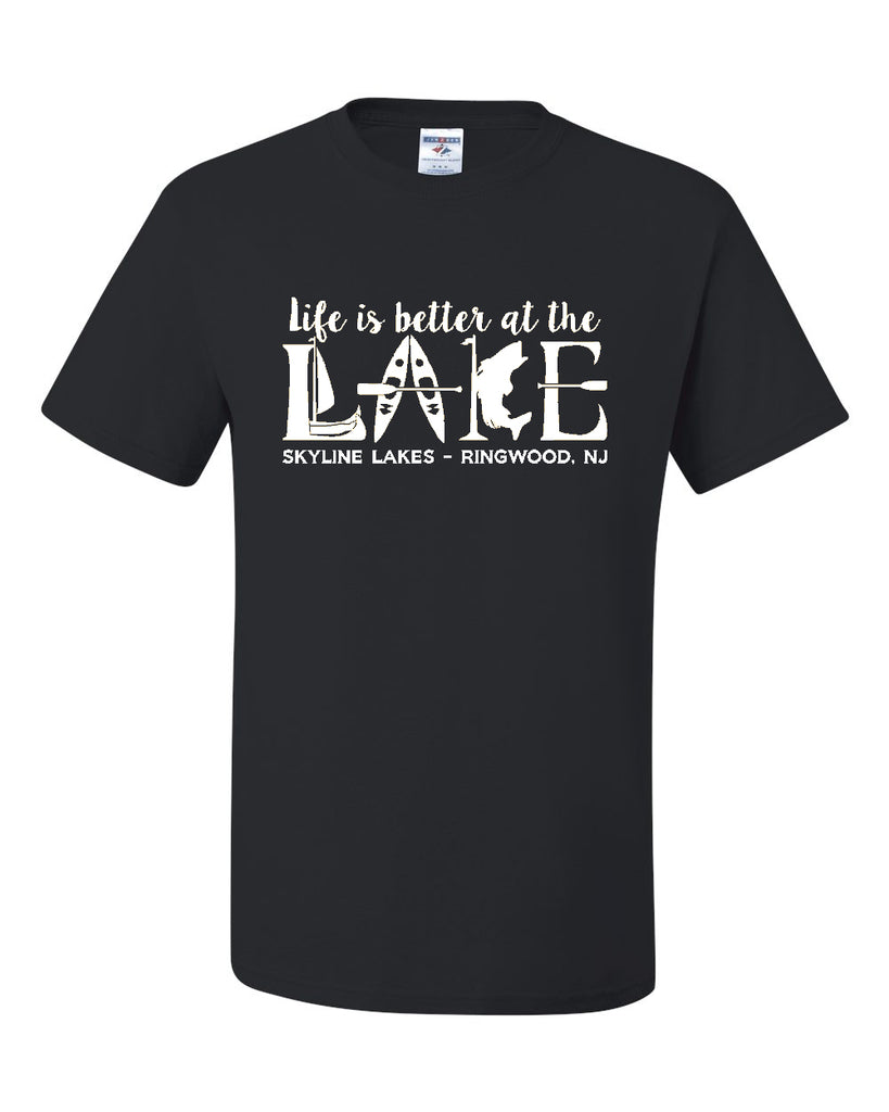 Skyline Lakes JERZEES - Dri-Power® 50/50 T-Shirt - 29MR w/ Life is Better Design on Front.