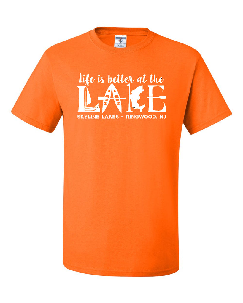 Skyline Lakes JERZEES - Dri-Power® 50/50 T-Shirt - 29MR w/ Life is Better Design on Front.
