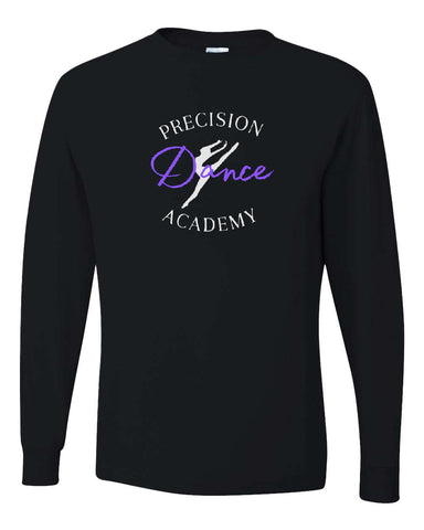 Precision Dance AS Three-Quarter Sleeve Baseball Jersey - 4421 w/ Black & Purple Design on Front.