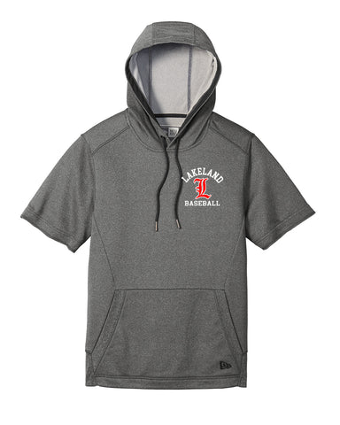 Lakeland Baseball Heather Gray & Red - Eco Revive™ Three-Season Triblend Fleece Hooded Sweatshirt - 6865 w/ LL1107 Design on Front