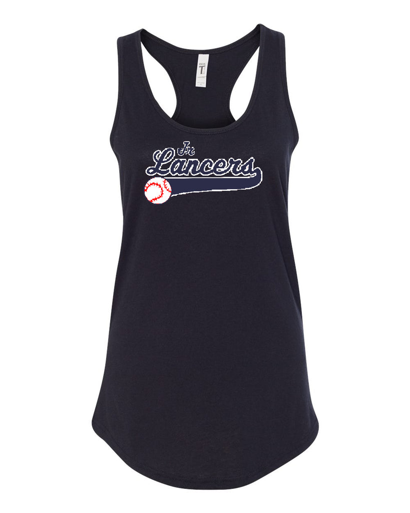 Jr. Lancers Baseball Next Level - Women's Ideal Racerback Tank - 1533 w/ JRL Logo on Front.